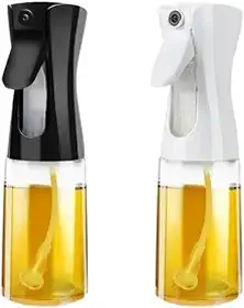 Galheteiro Kit com 2 Borrifador de VIDRO 210 ml para Azeite, Vinagre ou Óleo, com Pulverizador Spray Culinário, Borrifador, Pulverizador, Multiuso, Versátil e Pratico Um Preto outro Branco