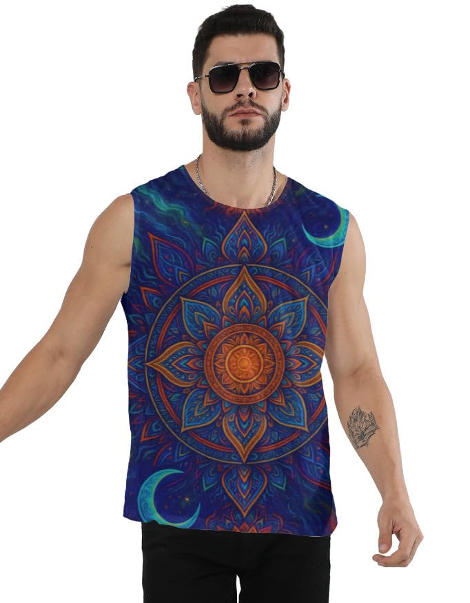 Men's Tank Top | Chakra Sleeveless Vest | 180 GSM 100% Spun Polyester Regular Fit | Casual-image-11