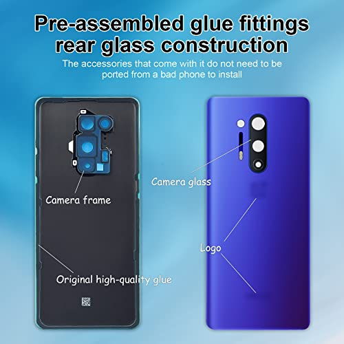 Eonpam Back Cover Glass for oneplus 8 Pro Rear Housing Replacement with Camera Lens + Repair Tool Kit Genuine Rear Glass(Black) - Image 3