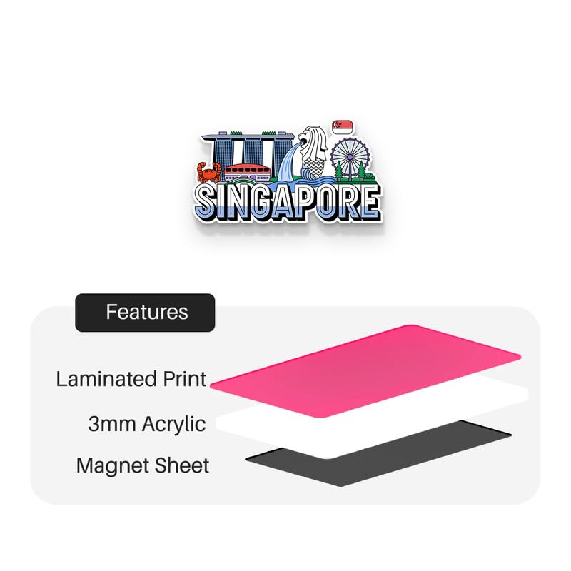 Image of Singapore 01 Fridge Magnets, Glossy Finish, Stylish Magnet for Fridge, Wardrobe & Metal Surfaces