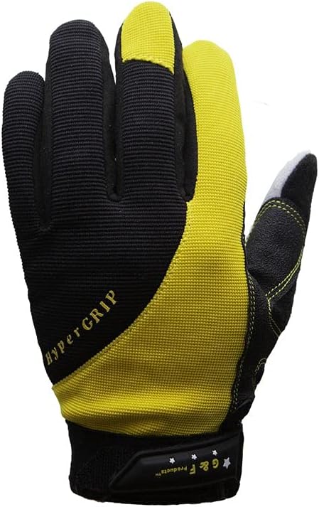 G & F 1089M Hyper Grip Non-Slip High-Performance Mechanics Work Gloves, Driving Gloves, Medium, Yellow
