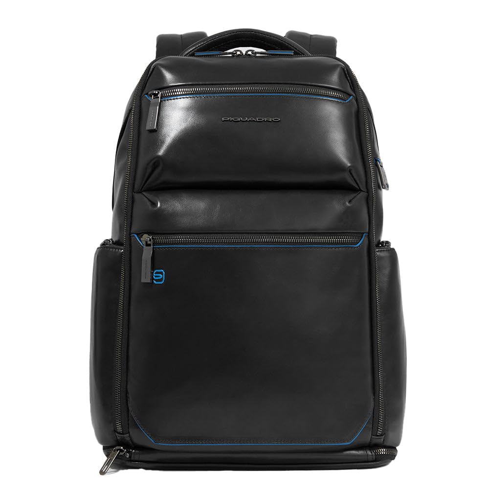 PIQUADRO – Zaino Grande - Porta PC 15,​6" - Blue Square – In Pelle – Unisex – Colore Nero