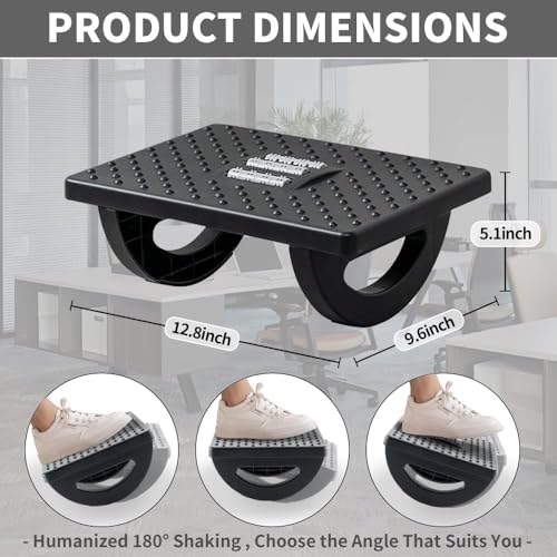 Image of Foot Rest for Under Desk at Work - Ergonomic Foot Stools for Under Office Desk - Rocking Footrest with Roller Massager - Leg Rest for Chair, Computer Gaming - Promote Leg Circulation