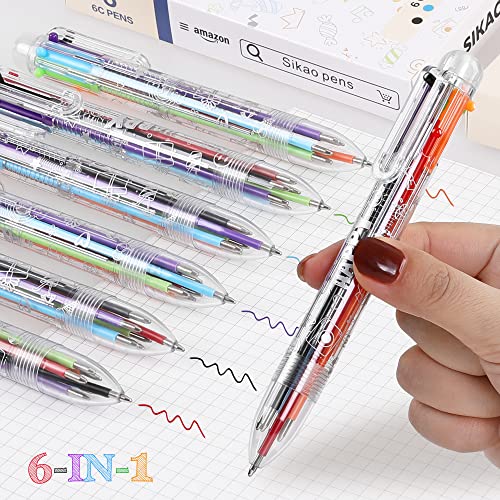 Sikao 6-In-1 Multicolor Pens, 24 Pack Multi Color Pens All In One, Multicolored Pens, Rainbow Pens, Bulk Party Favors, Classroom Prizes, Goodie Bag Stuffers For Kids Grils, Valentines Day Cool Gifts #TOP1