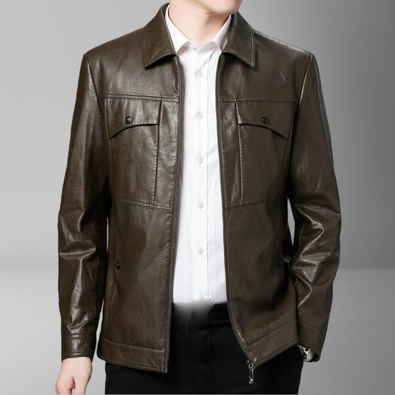 Chaqueta de cuero sintético para hombre, gris, XL miniatura 6