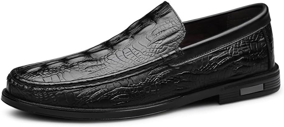 Men’s Black Leather Loafers Slip-On Dress Shoes Pointed Toe Formal Business Party Anti-Slip Comfortable3