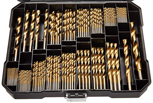 230 Pieces Titanium Twist Drill Bit Set, 135° Tip High Speed Steel, Size From 3/64" Up To 1/2", Ideal Drilling In Wood/Cast Iron/Aluminum Alloy/Plastic/Fiberglass, With Hard Storage #TOP2