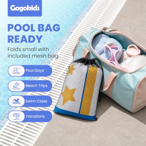 Image of Gogokids Kids Swim Cover Up, Lightweight Microfiber Changing Poncho with Carry Bag, Beach Pool Coverup for Boys Girls