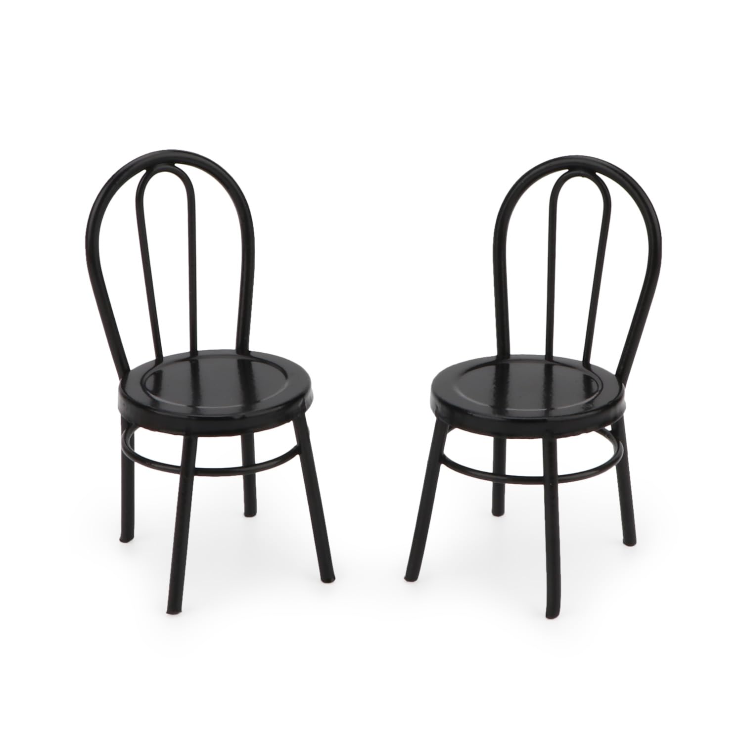 2Pcs Miniature Bistro Chair 1:12 Scale Furniture Miniature Metal Chairs Dollhouse Soldier Accessories Model Artificial Home Iron Dinning Chair Fairy Garden Building Scene Ornaments (Black)