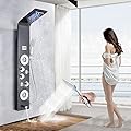 Huin Shower panel tower LED rainfall waterfall massage system sprayer black shower system