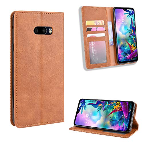 Jielangxin Funda de Cuero PU Funda para LG G8X Thinq,Funda para LG G8X Thinq Funda Carcasa Case Funda Brown