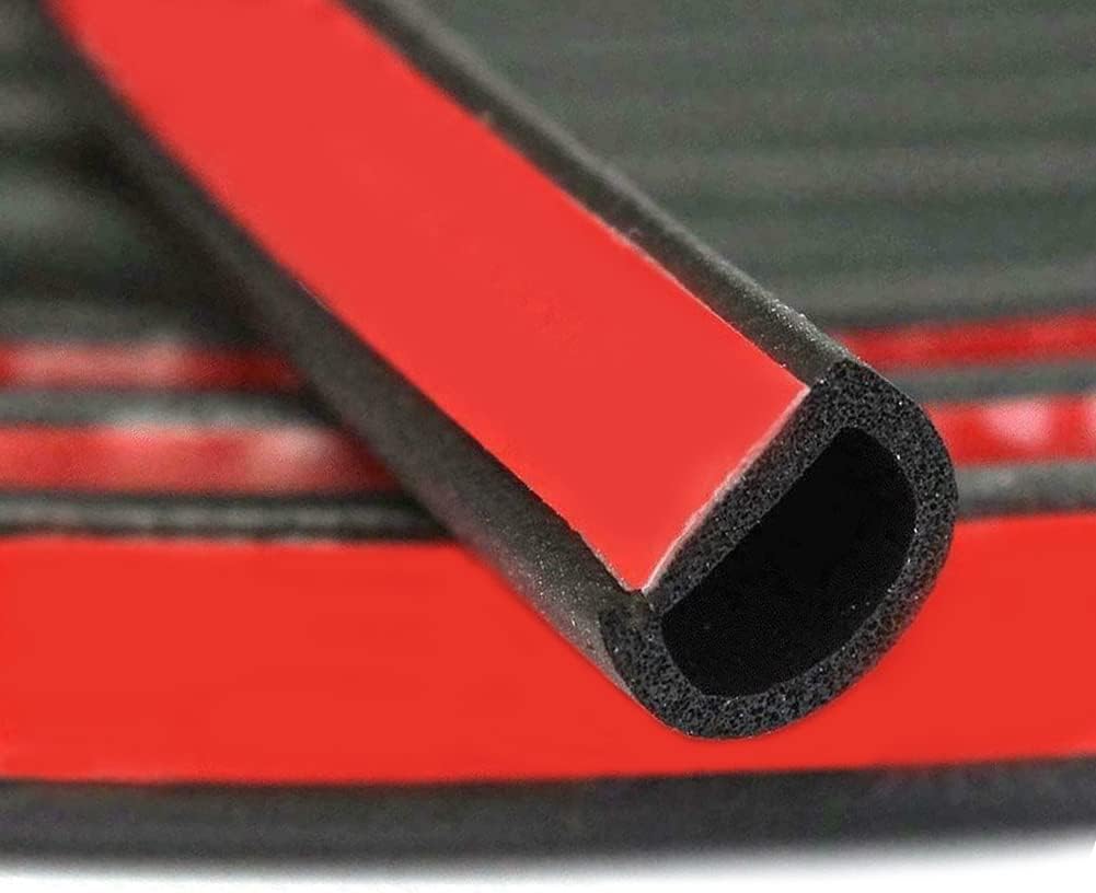 Automotive Weather Stripping, D-Shape Rubber Door Seal Soundproofing, Adhesive Weather Stripping for Car, Rubber Seal Strip for Window, Door, Window, Trunk, Engine Cover, 32Ft