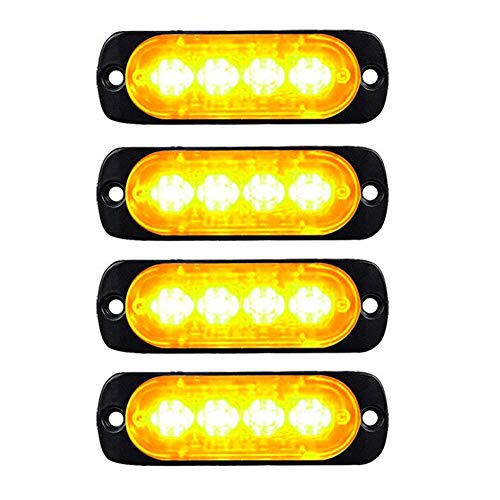 XT AUTO 4-LED Amber Waterproof Emergency Beacon Flash Caution Strobe Light Bar Surface