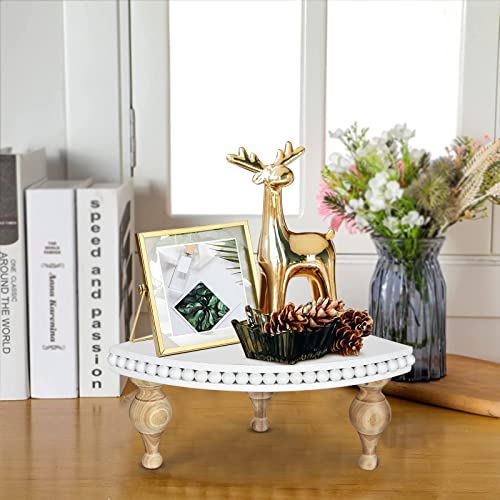 Decorative Wood Tray Risers For Display,Corner Counter Shelf For Kitchen Decor,Pedestal Stand Corner Shelves,Decorative Display Tray Beaded Trivet,Rustic Accent Centerpiece In Kitchen/Bathroom #TOP5