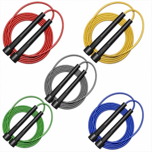 Image of Adjustable Speed Jump Rope for Men, Women & Kids - Tangle-Free PVC Skipping Rope with Non-Slip Handles for Cardio, Fitness, Weight Loss, CrossFit, Boxing & Home Workout - Multy colors