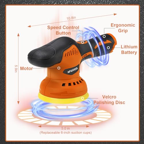 AFGOOD-18PCS-Cordless-Car-Buffer-Polisher5-Inch6-Inch-Portable-Polishing-Waxer-Machine-KitCar-Buffer-Grinder-Kit-for-Car-Detailing-with-2PCS-2000mAh-BatteryBuffing-Polishing-PadsPolishing-Bonne