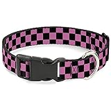 Buckle-Down PC-W20302-WM Dog Collar Plastic Clip Buckle, Checker Black/Pink, 1.5" x 16-23"