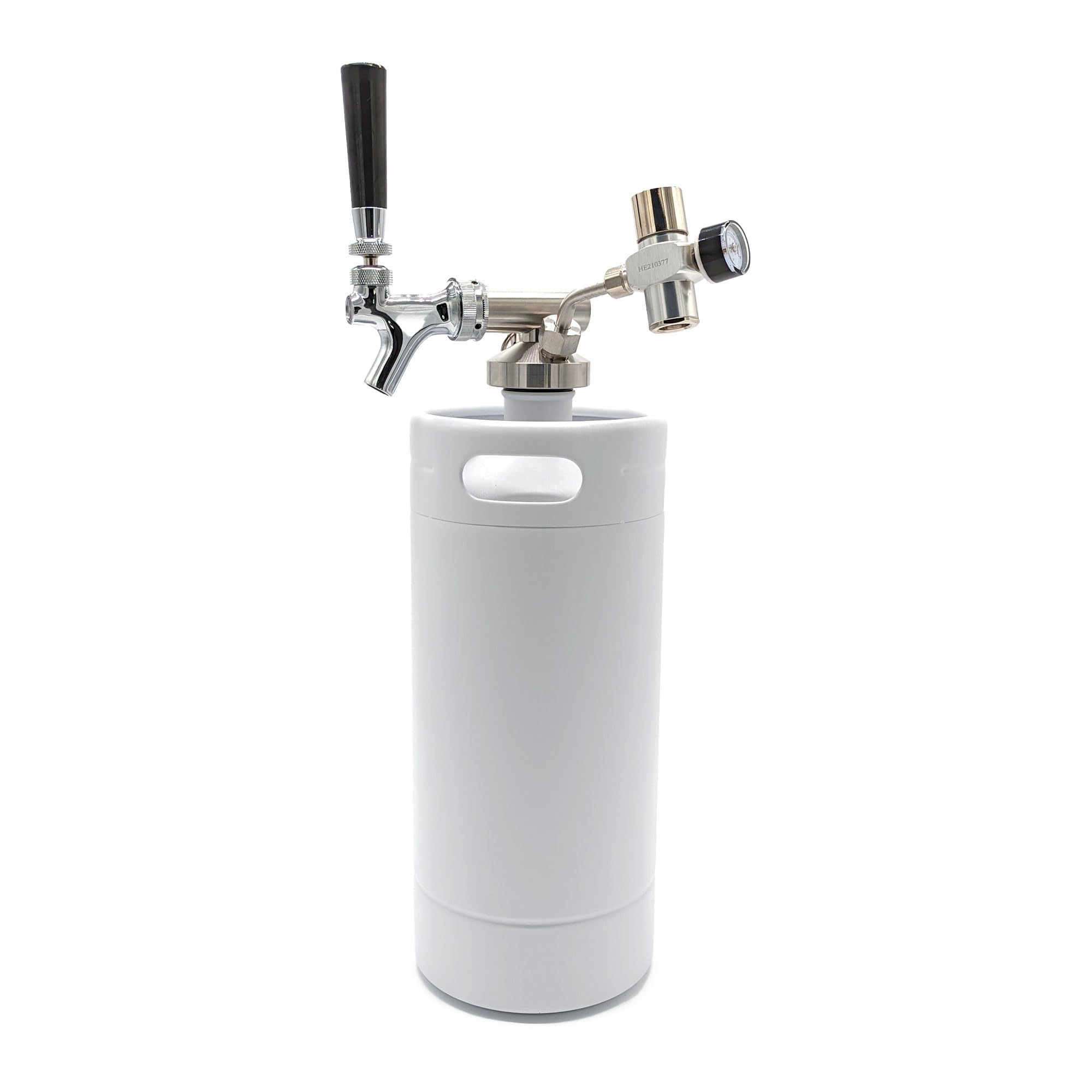 Keg Smiths 128 oz Portable Draft Keg System | CO2 or Nitrogen Regulated | Stainless Steel Keg | 8 Pint | Mini Keg Draft System (White (No Logo))