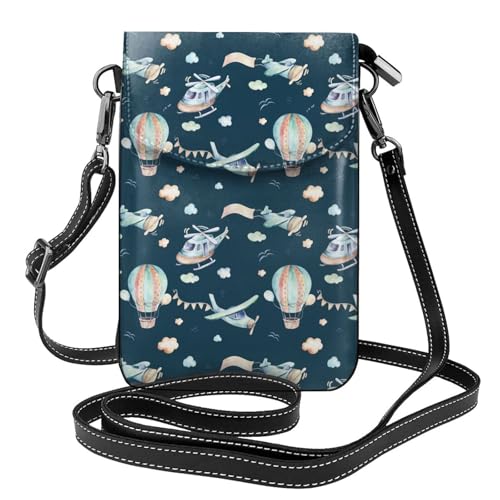 Pochette téléphone portable femmes et mini sac bandoulière hélicoptères en cuir PU