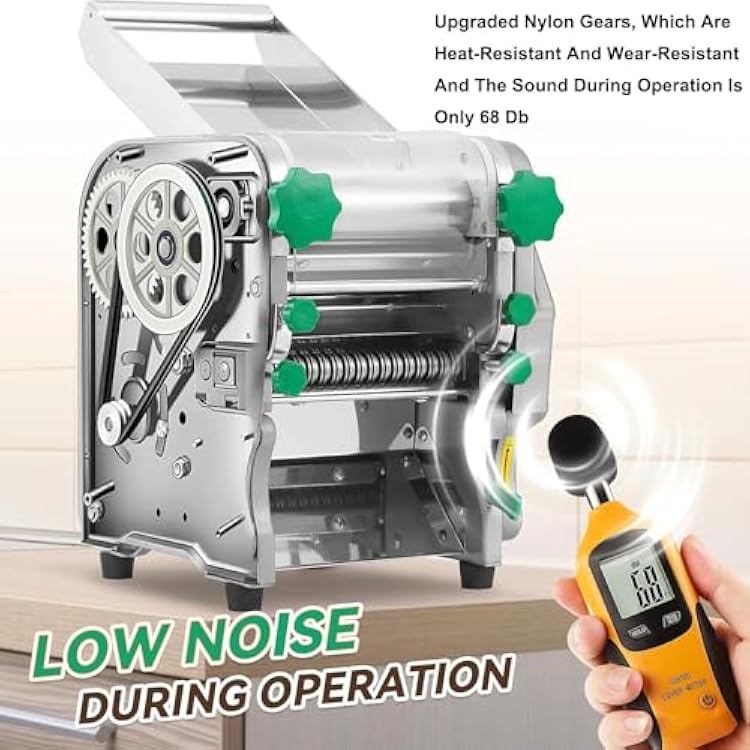 2-in-1 Stainless Steel Commercial Electric Fresh Noodle Machine Ramen Machine,750w Electric Dough Roller Noodle Making Machine-3/9mm Stainless Steel Flat Noodle Blade