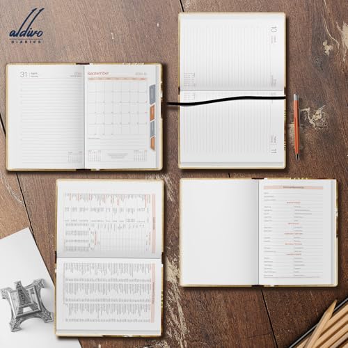 Image of ALDIVO Paper Cover Hard Bound New Year Diary 2026 | A5 Size 365 Days 2026 Daily Planner Diary with Dates, Calendar, Month Cut Index and Bookmark For Office, Personal and Corporate Use (AD621)