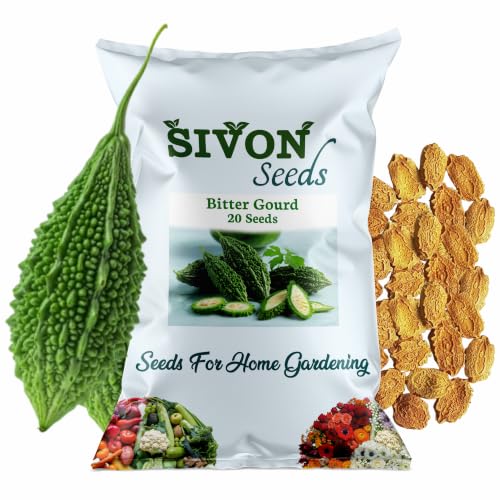 Image of SIVON Bitter Gourd (Karela, Pavakai) (20 Seeds) Vegetable Seeds for Home Garden, Organic & Hybrid, Perfect for Home Gardening, Planting For Pots and Patio