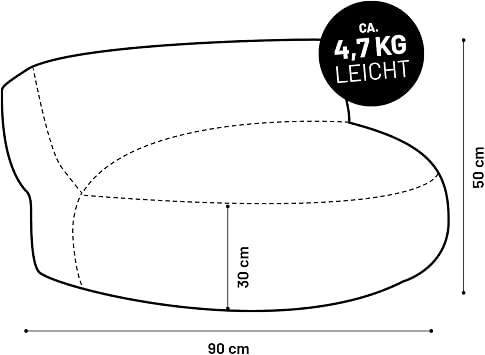 Lumaland Lounge Bean Bag Sofa Bean Bag 90 x 50 cm with Backrest Flexible Indoor Bean Bag Ergonomic & Robust with Adaptable EPS Filling Washable Cover [Light Grey]