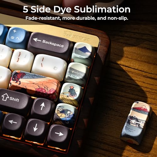 OHY XVX MOA Profile Keycaps Set, Japanese Mount FujiTheme 132 - Key White & Blue Custom Keycaps with PBT + Frosted Translucent PC Material for ANSI Layout Mechanical Keyboards- - Musashi Senju - Thumbnail 5