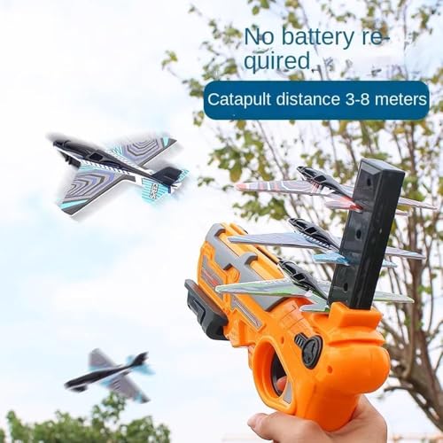 Image of VGRASSP Air Battle Gun Toy with 4 Paper Foam Glider Planes Kids Gadget for Fun Outdoor Sports Activity Catapult Pistol with Continuous Shooting Flyers - Multicolor(Color As Per Stock)