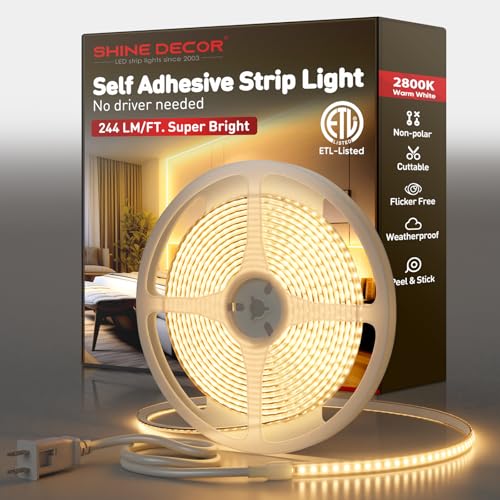 Shine Decor LED Strip Light Super Bright 4000LM, Plug&Play 120V Driverless Easy Wiring, Flicker Free...
