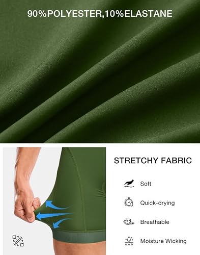 Bikewa Men\'s Cycling Underwear with Anti-Slip Leg Grips 4D Padded Bike Shorts MTB Liner for Bicycle Biking Riding(Army Green,M)