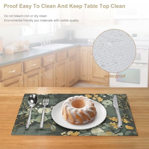 Set de table PVC tissé lot de 6 ambre clair 45x30 cm antidérapant - 5
