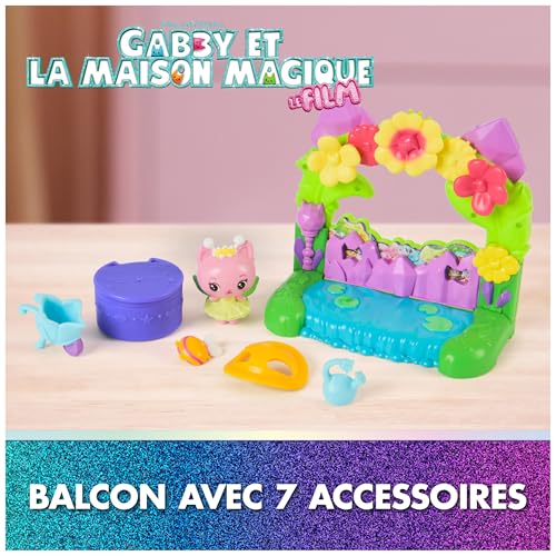 Gabby et la Maison Magique Le Film - Gabby Dollhouse - Balcon Jardin Enchanté De Fée Minette - 1 Figurine Et 5 Accessoires - Dessin Animé Jouet Maison De Poupée - Jouet Enfant 3 Ans Et +