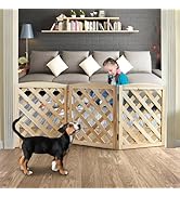ZJSF Foldable Indoor Dog Gate for House Freestanding Folding Dog Gates Indoor Wood Pet Gates Dog ...