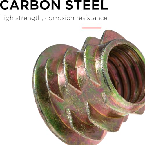 YoiYee M8 x 10mm Wood Insert Hex Socket Nuts - Threaded Flanged Hex Socket Nut Insert for Wood Furniture DIY Projects - 25 Pack - Image 4