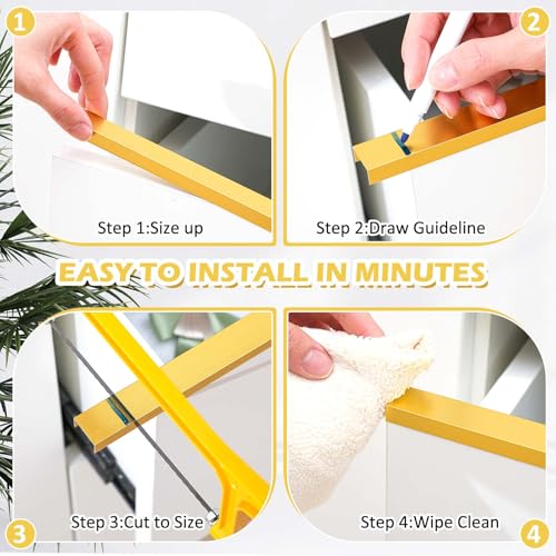 Image of MorningRo 8 Pcs Aluminum Cabinet Edge Protector for Wall Door Frame Cabinets Protection, Slip on Cabinet Door Edge Protector for Prevent Wear, Suit for Thickness Less Than 3 /4 inch(Gold)