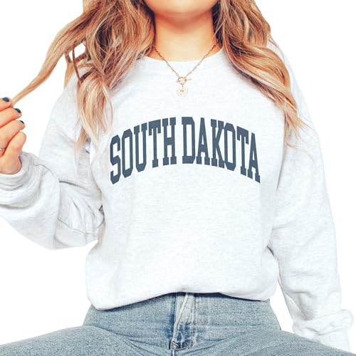 South Dakota Sweatshirt - South Dakota SD Pullover - Faded Vintage Athletic Aesthetic Varsity Style - Trendy State Travel Gift For Him or Her - Unisex Crewneck Sweatshirt4