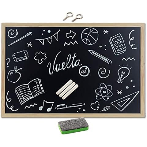 Pizarra Negra 30x40 cm con Marco de Madera Natural Cover