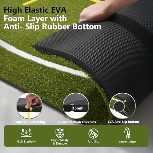 GLUTIA Upgraded 6x4ft 31mm Golf Hitting Mat,Dual Turf Golf Practice Mat with Alignment Guide Lines,Anti-Sway Ball Tray,Ipad Slot, Non Slip Rubber Base & EVA Cushion by GLUTIA - Image 4