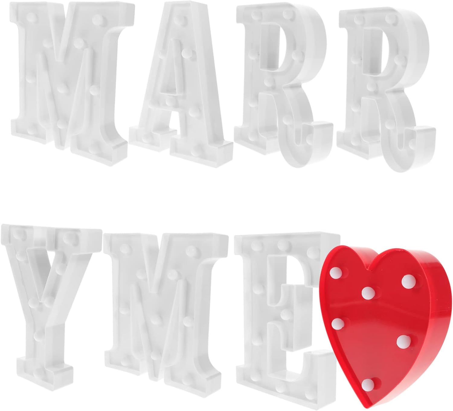 ABOOFAN 8pcs Led Letter Lights for Wedding Birthday and Battery Operated English Alphabet and Signs Unique Vivid Design for Home and Event Decoration