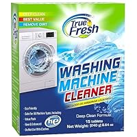 True Fresh Washing Machine Cleaner Descaler 15 Pack Tablets, Deep Cleaning Deodorizer for HE Front & Top Load Washers, Eliminates Odor Buildup Residue Grime, Cleans Drum Pump Valve Hoses Septic Safe