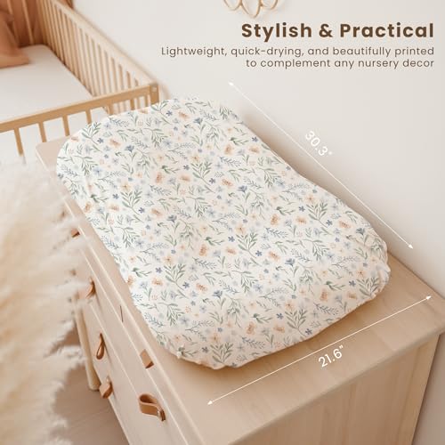 Image of Konssy 2 Pack Baby Lounger Cover, Stretchy Soft Infant Lounger Cover | For Baby Boys and Girls, Cover Set Only. Soft Breathable Fabric, Envelope Closure, Machine Washable, Blue Grass and Ice Blue