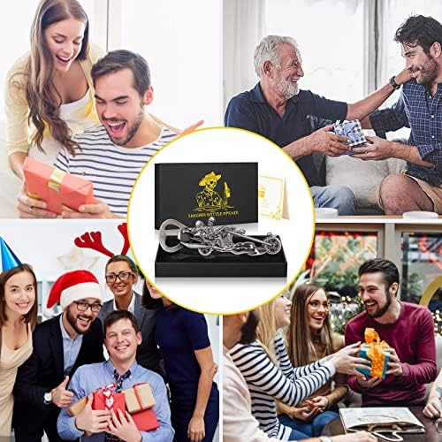 LKKCHER Skull Gifts, Skeleton Beer Bottle Openers, Beer Gifts for Men Him Women Boyfriend Dad, Novelty Silver Skeleton Rider Gifts for Lovers Skull Motorbike Motorcycle Halloween Christmas Gift