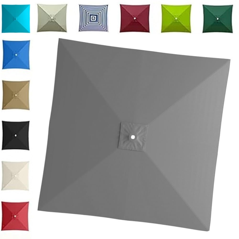 4/8 Baleines Auvent De Remplacement Pour Parasol 300×300cm 250x250cm 200x200cm, Toile De Rechange Carré Pour Cour, Housse Pour Parapluie Non Déporté(Gray,2.5x2.5m/8ftx8ft)