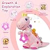 51vf54qnj L - Baby Musical Plush Dino Toy for 0-3-6-12+ Months,Activity Soft with Rattle,Squeaker,Crinkles Sound Paper,Teether & Textures,Infant Dinosaur Tummy Time Toys Gifts for Newborn Toddler Girls (Pink)