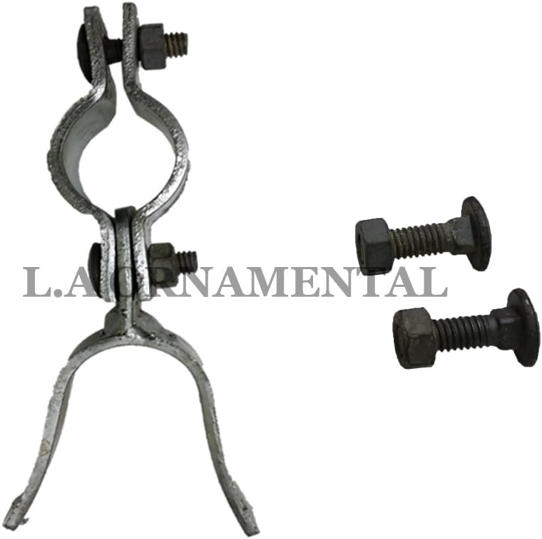 Chainlink Driveway Gate Hardware Double Door Hinge Kit Drop Bar Complete Kit - Galvanized Finish - Metal Material - Contemporary, Industrial Style