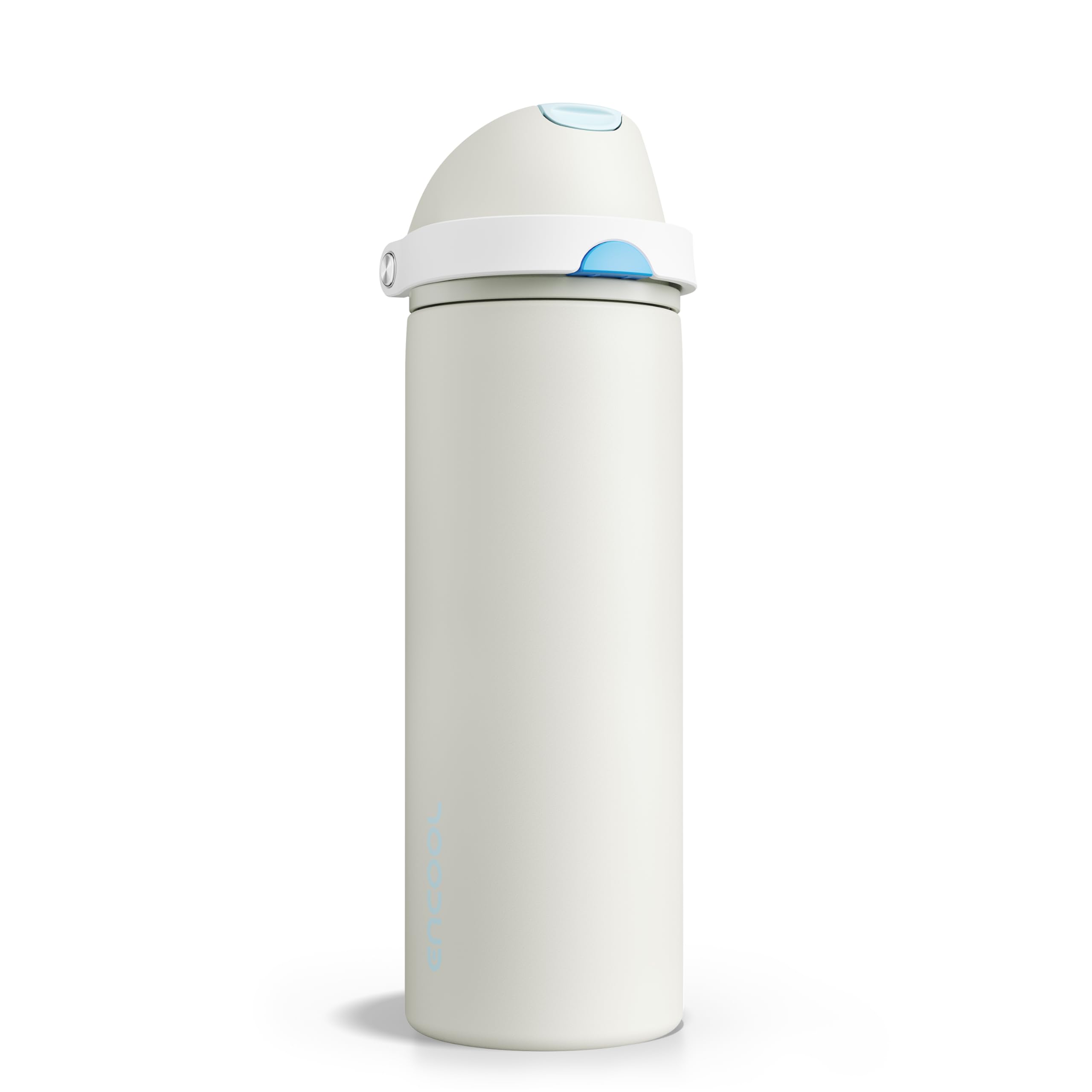 Insulated Water Bottle with Straw - Encool Stainless Steel Water Bottle with Push Button Lid, Leak-Proof &amp; BPA-Free, Keeps Cold for 24 Hours for Sports, Travel, Gym (24 oz, Kangaroo Grey)