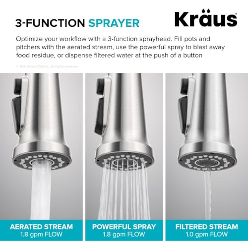 KRAUS Britt 2 em 1 Estilo Comercial Pull-Down Single Handle Torneira de Cozinha Filtro de Água para