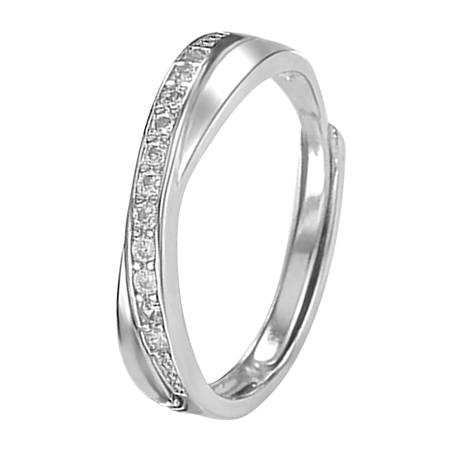 Peora American Diamond Studded Silver Plated Couple Band Finger Ring Fashion Wear Stylish Jewellery Gift for Girls & Women (PX8R134-7) (B0BTPR74GS) Amazon Price History, Amazon Price Tracker