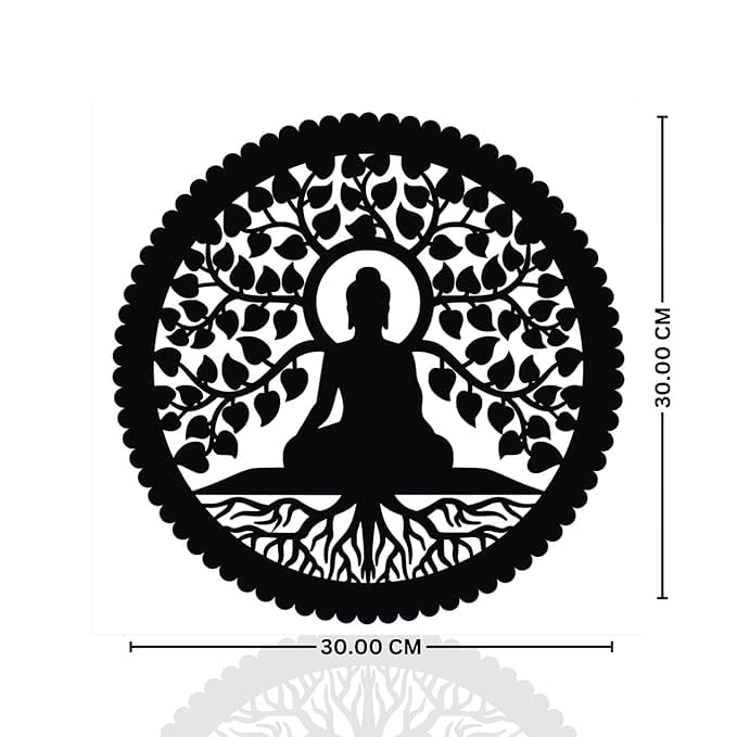 LASER ART Wall Decore Backlit – Spiritual Wall Sconce for Home Décor, Living Room, Meditation, and Temple | Wooden Material 12 Inch (Buddha Tree) 1